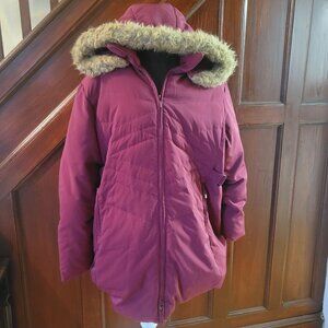 Centigrade Womens XL Down & Feathers Hooded Parka Coat Burgundy